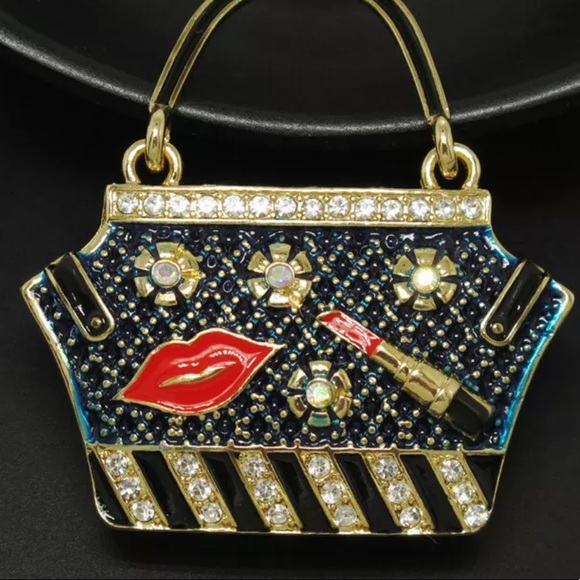 New BetseyJohnson Handbag Lipstick CrystalNecklace - Picture 3 of 6